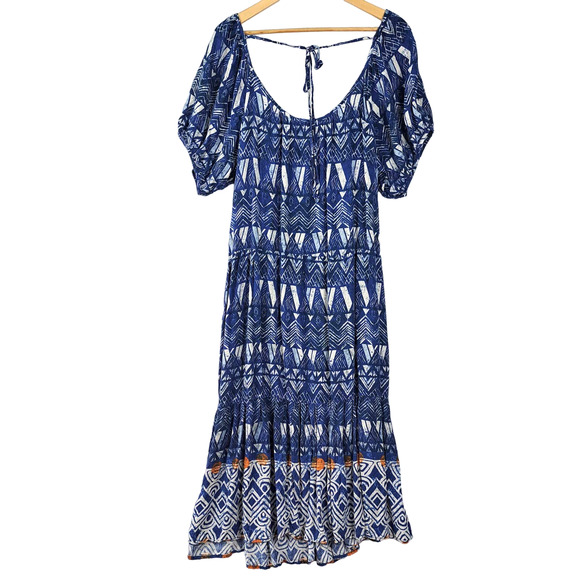 Knox Rose Dress Womens XXL Midi Boho Peasant Festival Geometric Tiered Flowy - Picture 8 of 8
